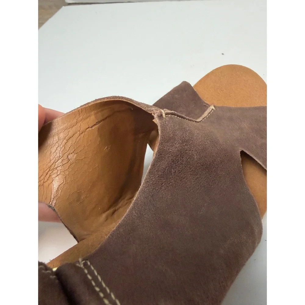 Clarks Collection Brown Suede Cork Wedge Sandals Slingback 26108746 Womens 9.5 M